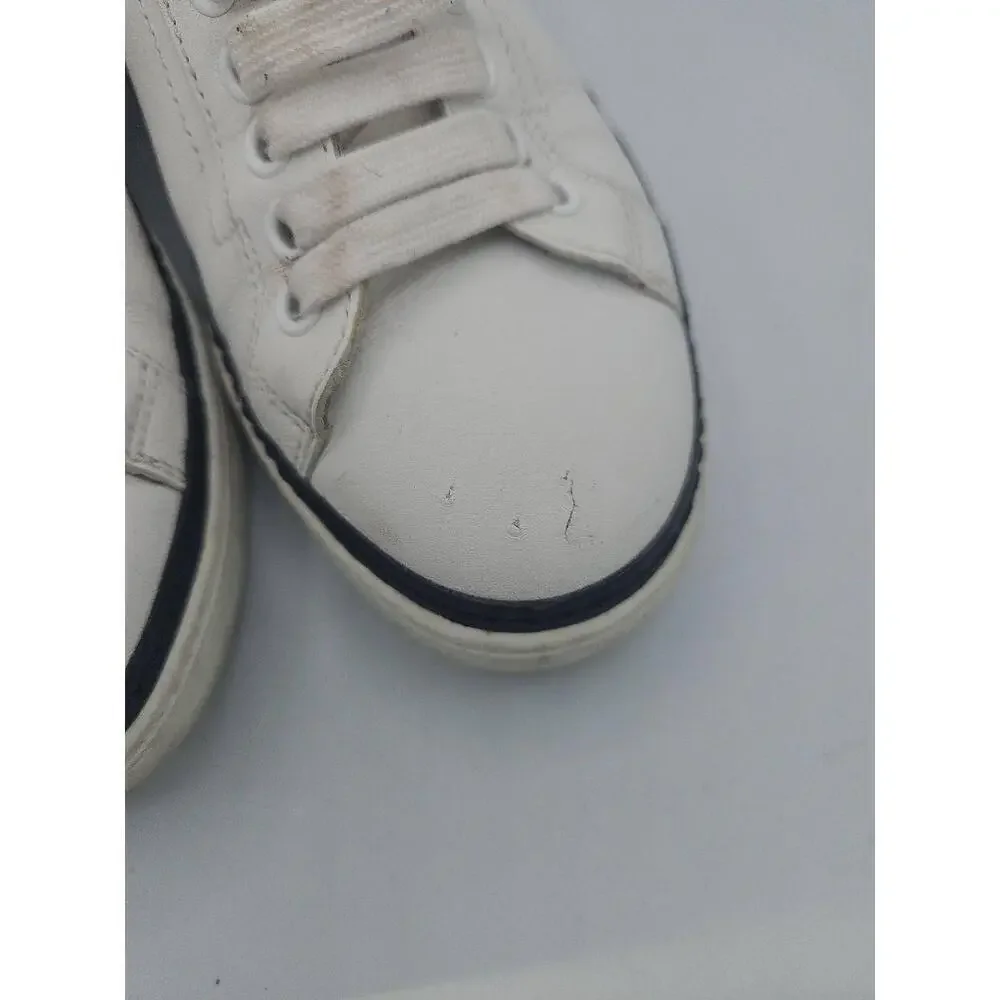 Prada 4E2831 White Leather Low Top Sneakers Colorblock Mens Size 7.5